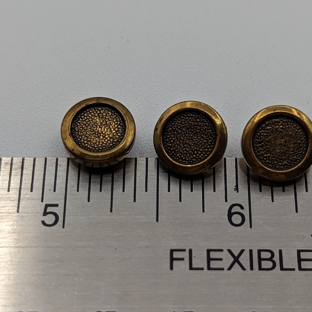 BUTTONS Textured Brass colored Round (5) 3/8"
